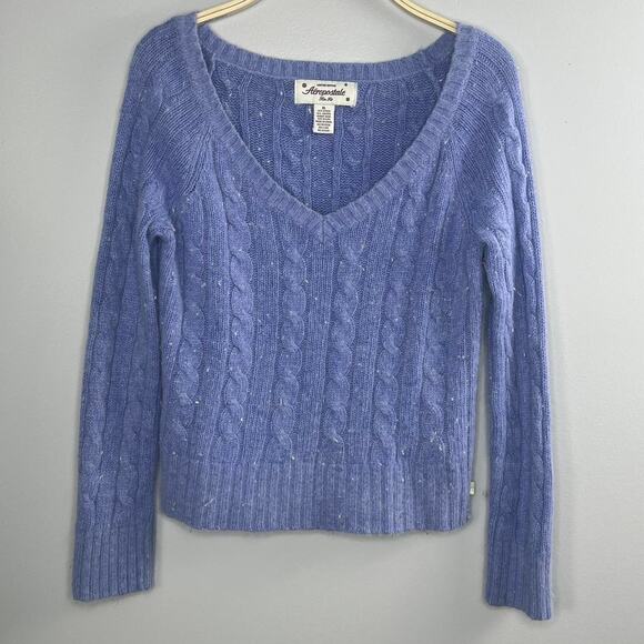 Vintage Y2K Aeropostale Cable Knit Sweater XL Blue Angora Blend - Picture 1 of 4